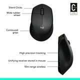 Logitech M330 SILENT PLUS, Ratón negro, mano derecha, Mecánico, RF inalámbrico, 1000 DPI, Negro