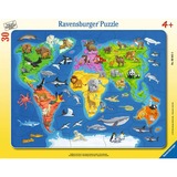 Ravensburger Rompecabezas infantil mapa mundial con animales, Puzzle 