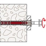 fischer Taco de vástago largo DuoXpand 10x230 FUS, Pasador gris claro/Rojo