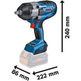 Bosch GDS 18V-1000 Professional 1750 RPM Negro, Azul, Tornillo de percusión azul/Negro, Destornillador de impacto, Mango de pistola, 3/4", Negro, Azul, 1750 RPM, 1200 RPM