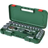 Bosch Juego de carraca de 1/2" con llaves de vaso, 25 piezas, Llave de tubo verde