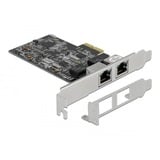 DeLOCK Tarjeta PCI Express x2 a 2 x RJ45 2,5 Gigabit LAN RTL8125, Adaptador de red 