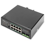 Digitus Interruptor Gigabit PoE+ industrial de 8 puertos con 2 puertos de enlace de subida (uplink) SFP, Interruptor/Conmutador No administrado, Gigabit Ethernet (10/100/1000), Energía sobre Ethernet (PoE)