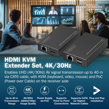 Digitus Set extensor KVM HDMI, Alargador de HDMI negro