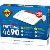 FRITZ! FRITZ!Box 4690, Router Box 4690, Wi-Fi 7 (802.11be), Doble banda (2,4 GHz / 5 GHz), Ethernet, Rojo, Blanco, Router de sobremesa