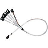 SilverStone Cable adaptador SST-CPS05-RE, mini-SAS SFF 8643 > 4x SATA celeste