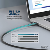 Digitus Cable de conexión de silicona USB4 Gen 3x2 USB-C > USB-C negro