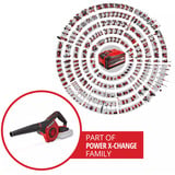 EINHELL Soplador a batería Power X-Change TE-CB 18/270 Li - Solo, 18 Voltios, Ventilador rojo/Negro