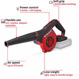 EINHELL Soplador a batería Power X-Change TE-CB 18/270 Li - Solo, 18 Voltios, Ventilador rojo/Negro