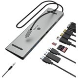 ICY BOX IB-DK2106a-CPD Alámbrico USB 3.2 Gen 1 (3.1 Gen 1) Type-C Antracita, Negro, Estación de acoplamiento plateado, Alámbrico, USB 3.2 Gen 1 (3.1 Gen 1) Type-C, 100 W, 3,5 mm, 10,100,1000 Mbit/s, Antracita, Negro