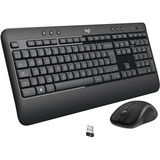 Logitech 920-008685 teclado Ratón incluido Universal RF inalámbrico QWERTY Internacional de EE.UU. Negro, Juego de escritorio gris oscuro, Inalámbrico, RF inalámbrico, Interruptor de membrana, QWERTY, Negro, Ratón incluido
