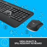 Logitech 920-008685 teclado Ratón incluido Universal RF inalámbrico QWERTY Internacional de EE.UU. Negro, Juego de escritorio gris oscuro, Inalámbrico, RF inalámbrico, Interruptor de membrana, QWERTY, Negro, Ratón incluido