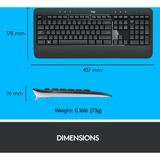 Logitech MK540 Advanced teclado Ratón incluido Universal RF inalámbrico QWERTY Internacional de EE.UU. Negro, Juego de escritorio gris oscuro, Inalámbrico, RF inalámbrico, Interruptor de membrana, QWERTY, Negro, Ratón incluido