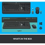 Logitech MK540 Advanced teclado Ratón incluido Universal RF inalámbrico QWERTY Internacional de EE.UU. Negro, Juego de escritorio gris oscuro, Inalámbrico, RF inalámbrico, Interruptor de membrana, QWERTY, Negro, Ratón incluido