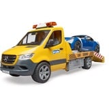 bruder MB Sprinter Transportador de autos con módulo de luz y sonido, Automóvil de construcción naranja/Azul