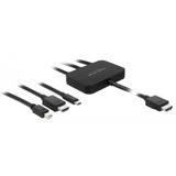 DeLOCK 85830 adaptador de cable de vídeo HDMI tipo A (Estándar) HDMI + Mini DisplayPort + USB Type-C Negro negro, HDMI tipo A (Estándar), HDMI + Mini DisplayPort + USB Type-C, Macho, Macho, Derecho, Derecho