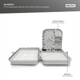 Digitus Caja distribuidora FTTH para 16 acopladores LC/DX o SC/SX, Caja de fíbra óptica 