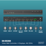 Digitus Controlador de videowall HDMI 4K, 4 pantallas, Splitter HDMI negro