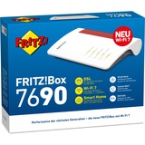 FRITZ! FRITZ!Box 7690, Router Box 7690, Wi-Fi 7 (802.11be), Doble banda (2,4 GHz / 5 GHz), Ethernet, VDSL, Blanco, Router de sobremesa