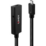 Lindy 43364 cable USB USB 3.2 Gen 2 (3.1 Gen 2) 5 m USB C 10 Gbit/s Negro, Cable alargador negro, 5 m, USB C, USB C, USB 3.2 Gen 2 (3.1 Gen 2), 10 Gbit/s, Negro