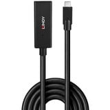 Lindy 43364 cable USB USB 3.2 Gen 2 (3.1 Gen 2) 5 m USB C 10 Gbit/s Negro, Cable alargador negro, 5 m, USB C, USB C, USB 3.2 Gen 2 (3.1 Gen 2), 10 Gbit/s, Negro