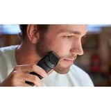 Philips 3000 series Barbero con posiciones de 1 mm de precisión, Cortapelo para barba blanco/Negro, Lavable, No necesita mantenimiento ni lubricación, Batería, Negro, Plata
