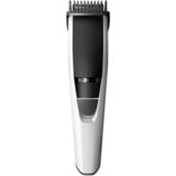 Philips 3000 series Barbero con posiciones de 1 mm de precisión, Cortapelo para barba blanco/Negro, Lavable, No necesita mantenimiento ni lubricación, Batería, Negro, Plata