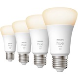 Philips HUE Pack de 4 E27, Lámpara LED Philips Hue White Pack de 4 E27, Bombilla inteligente, Blanco, Bluetooth/Zigbee, LED, E27, Blanco cálido