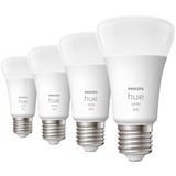 Philips Hue Bombilla inteligente A60 - E27 - 800 (paquete de 4), Lámpara LED Philips Hue White Bombilla inteligente A60 - E27 - 800 (paquete de 4), Bombilla inteligente, Blanco, Bluetooth/Zigbee, LED, E27, Blanco cálido