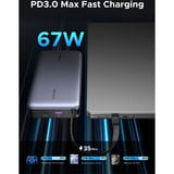 UGREEN Nexode Power Bank 20000mAh 67W con cable USB-C, Banco de potencia gris/Negro