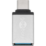 goobay 56620 cambiador de género para cable USB C USB A Plata, Adaptador plateado, USB C, USB A, Plata