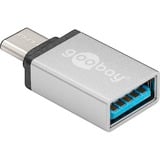 goobay 56620 cambiador de género para cable USB C USB A Plata, Adaptador plateado, USB C, USB A, Plata