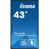 iiyama LH4360UHS-B2AG pantalla de señalización Pizarra de caballete digital 108 cm (42.5") LED Wifi 500 cd / m² 4K Ultra HD Negro Procesador incorporado Android 11 24/7, Pantalla de gran formato negro (mate), Pizarra de caballete digital, 108 cm (42.5"), LED, 3840 x 2160 Pixeles, Wifi, 24/7