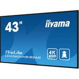 iiyama LH4360UHS-B2AG pantalla de señalización Pizarra de caballete digital 108 cm (42.5") LED Wifi 500 cd / m² 4K Ultra HD Negro Procesador incorporado Android 11 24/7, Pantalla de gran formato negro (mate), Pizarra de caballete digital, 108 cm (42.5"), LED, 3840 x 2160 Pixeles, Wifi, 24/7