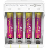 Ansmann Cargador de litio Pure Power Set 4× pilas recargables Micro AAA y módulo de carga blanco/Multi color