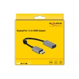 DeLOCK 66436 adaptador de cable de vídeo 0,2 m DisplayPort HDMI tipo A (Estándar) Negro, Gris gris/Negro, 0,2 m, DisplayPort, HDMI tipo A (Estándar), Macho, Hembra, 3840 x 2160 Pixeles