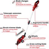 EINHELL 3410310, GE-CG 18/100 Li T-Solo, Podadora rojo/Negro