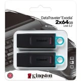 Kingston DTX/64GB-2P, Lápiz USB negro/Turquesa