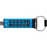Kingston IronKey Keypad 200C USB-C de 256 GB 200C, FIPS 140-3 nivel 3 AES-256, Lápiz USB FIPS 140-3 nivel 3 AES-256, 256 GB, USB Tipo C, 3.2 Gen 1 (3.1 Gen 1), 280 MB/s, Funda, Azul