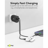 goobay Cargador rápido dual USB-C PD GaN 30 W negro