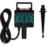 Brennenstuhl 1154430 toma de corriente Negro, Regleta negro, Negro, IP44, 230 V, 16 A