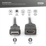 Digitus Cable de extensión HDMI High Speed con Ethernet, Cable alargador negro
