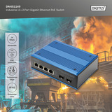 Digitus Industrial Gigabit Ethernet PoE 4+2 puertos, Interruptor/Conmutador 