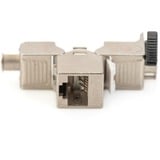 Digitus Módulo Keystone CAT 6A, apantallado, con organizador de cables inteligente, juego (24 unidades) plateado, apantallado, con organizador de cables inteligente, juego (24 unidades), Plata, 14,5 x 35,3 x 19,5 mm, 19 g, -10 - 60 °C, 24 pieza(s), China