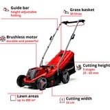 EINHELL GE-CM 18/33 Li (1x4,0Ah) Cortacésped de empuje a gasolina Batería Negro, Rojo rojo/Negro, 0Ah), Cortacésped de empuje a gasolina, 33 cm, 2,5 cm, 6,5 cm, 30 L, 4 rueda(s)