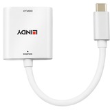 Lindy 43339 adaptador de cable de vídeo 0,1 m USB Tipo C HDMI Blanco, Convertidor blanco, 0,1 m, USB Tipo C, HDMI, Macho, Hembra, Derecho