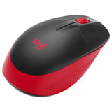 Logitech M190 Ratones, Ratón negro/Rojo, Ambidextro, Óptico, RF inalámbrico, 1000 DPI, Rojo