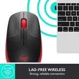 Logitech M190 ratón Ambidextro RF inalámbrico Óptico 1000 DPI negro/Rojo, Ambidextro, Óptico, RF inalámbrico, 1000 DPI, Rojo