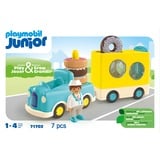 PLAYMOBIL Junior: Camión de donuts loco con función de apilar y clasificar, Juegos de construcción 