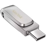 SanDisk Ultra Dual Drive Luxe unidad flash USB 64 GB USB Type-A / USB Type-C 3.2 Gen 1 (3.1 Gen 1) Acero inoxidable, Lápiz USB plateado, 64 GB, USB Type-A / USB Type-C, 3.2 Gen 1 (3.1 Gen 1), 150 MB/s, Girar, Acero inoxidable